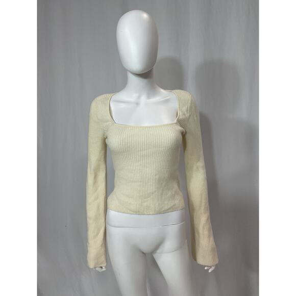 Reformation 'Emanuele' White Cashmere Novelty Button Sweater Size S - Picture 2 of 5